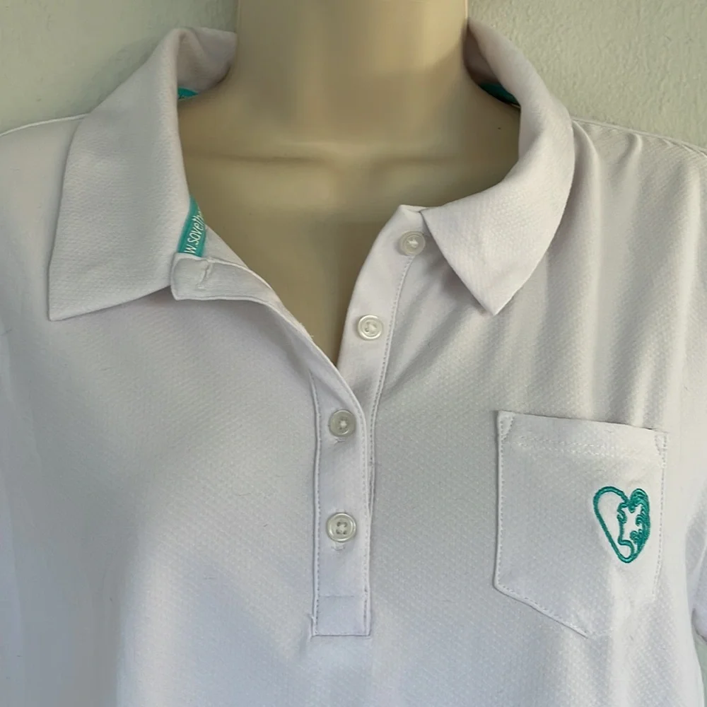Chubby Mermaids white athletic cropped tennis polo top size XL